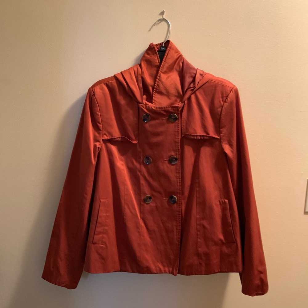 Pumpkin colored fall coat jacket